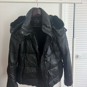 BCBGMAXAZRIA Faux leather puffer jacket